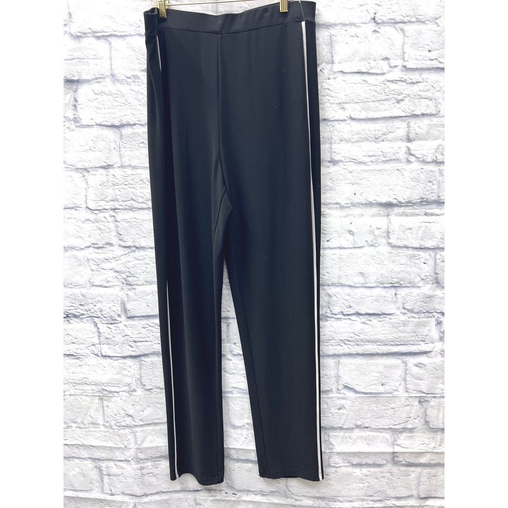 Sympli Pants Womens 14 Black Excellent White Side Stripe Straight Leg Track Pant